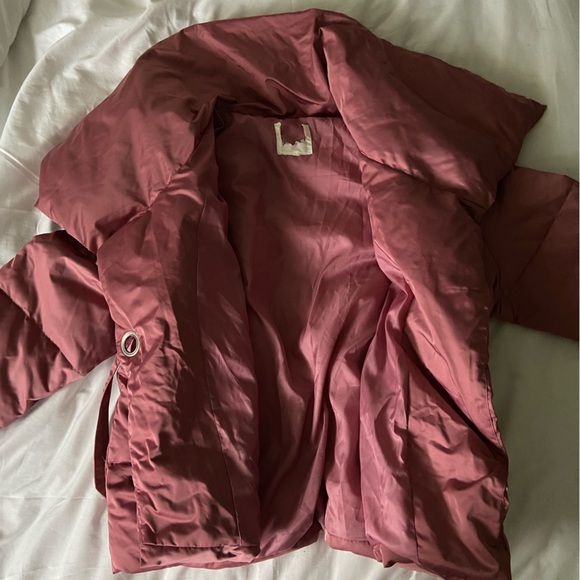 Puffer Pink Belted Jacket Coat extremely puffy - Picture 3 of 5